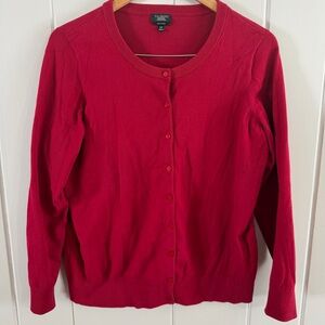 Talbots Women’s 1X Petite Red Pima Cotton Button Front Cardigan